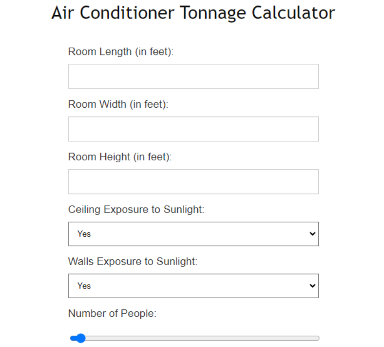 Air Conditioner Tonnage Calculator 2024